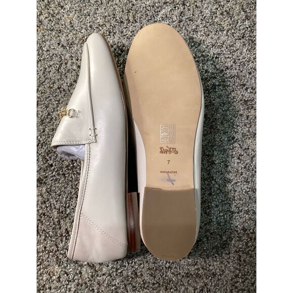 Coach Women's Hanna Leather Loafers Cream Size 7 Casual Slip On Flats - Picture 4 of 6